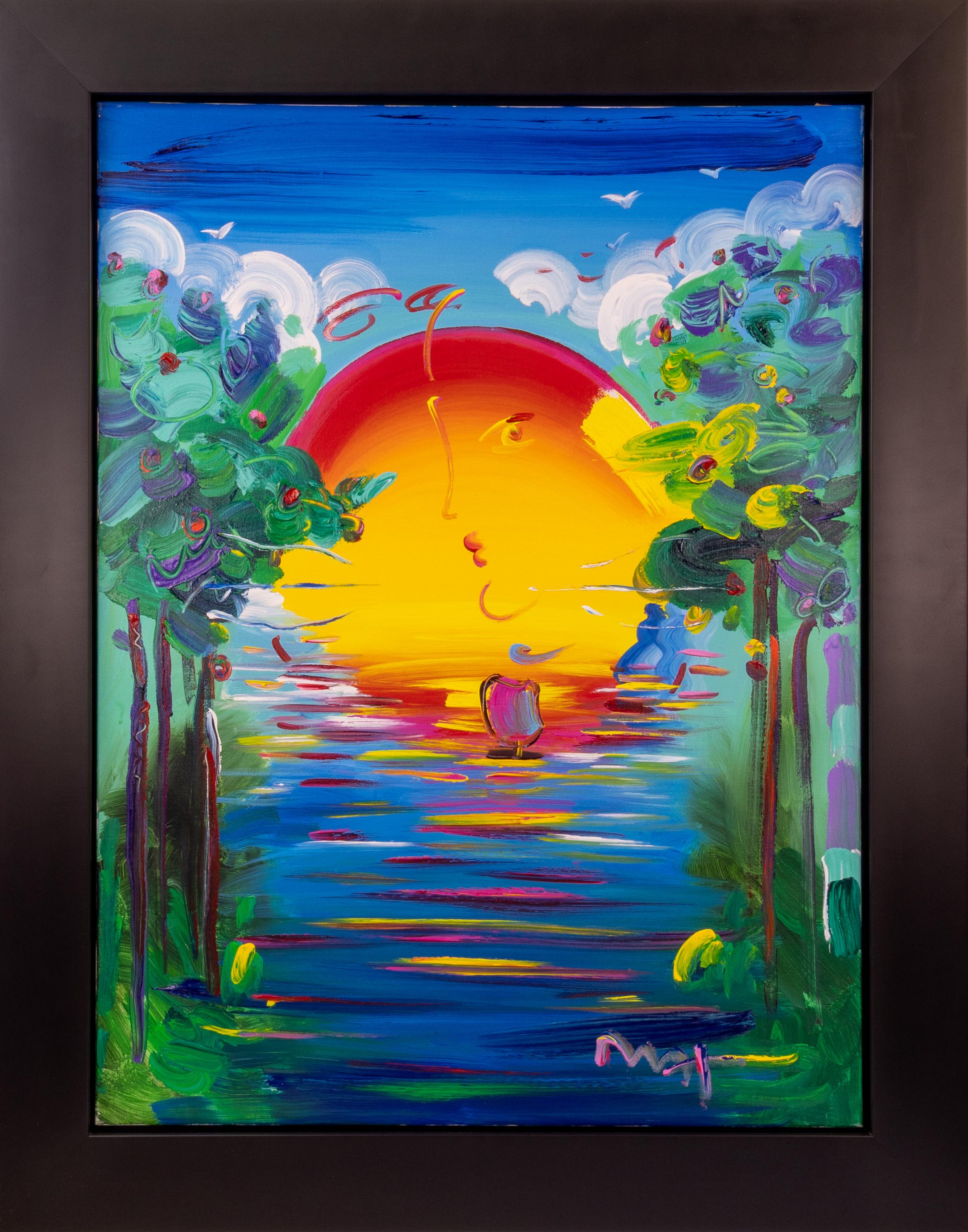 Peter Max Better World Large 40x30 Inch Original-Gemälde signiert mit Studio Num