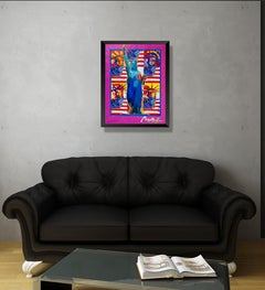 Peter Max God Bless America Mixed Media Original Painting 24x18 2002