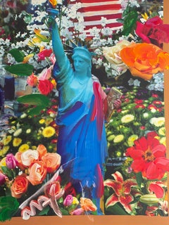 Peter Max - Land of the Free Home of the Brave Acrylic and collage Signed Unique