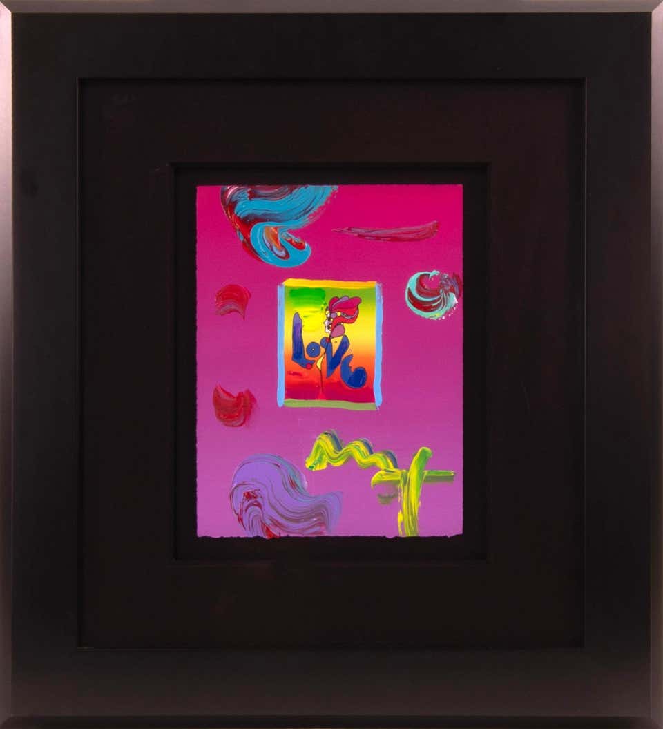 Peter Max Love Signed 2008 Mixed Media Original Painting over Lithograph