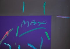 Peter Max Midnight Profile Large 50” Original Painting Signed Acrylic on Paper