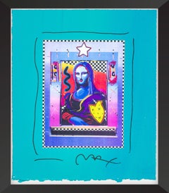 Peter Max Mona Lisa Mixed Media Original Painting with ink and Collage 1996