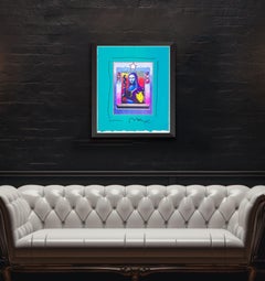 Peter Max Mona Lisa Mixed Media Original Painting with ink and Collage 1996