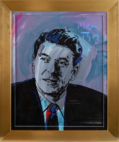 Peter Max Original Acrylic on Silkscreen on Canvas Painting Ronald Reagan Contem