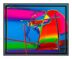 PETER MAX Original Acrylic PAINTING on CANVAS BLUSHING BEAUTY Profile SIGNED