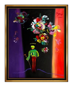 Peter Max Original Acrylic Painting On Canvas Large Roseville Profile Signed Art