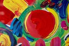 Peter Max, Original Painting Lithograph "Flowers" thick, bold, acrylic strokes