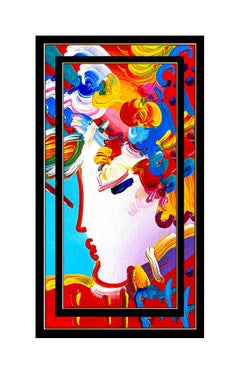 PETER MAX Original PAINTING on CANVAS BLUSHING BEAUTY Profile SIGNED ACRYLIC