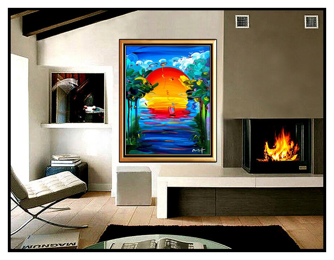 PETER MAX Original PAINTING on CANVAS Signed BETTER WORLD Acrylic LARGE 40x30 - Painting by Peter Max