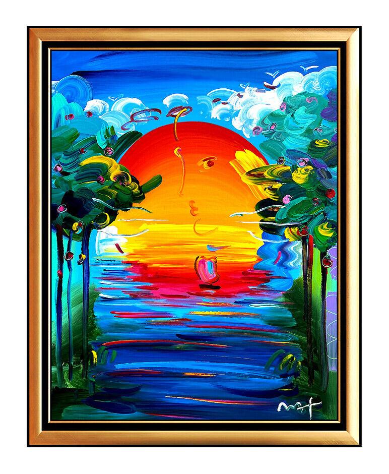 Peter Max Figurative Painting - PETER MAX Original PAINTING on CANVAS Signed BETTER WORLD Acrylic LARGE 40x30