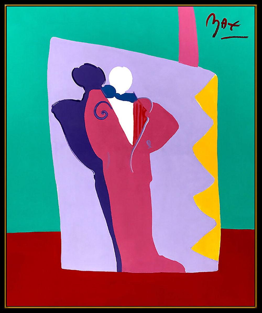 PETER MAX Original PAINTING on CANVAS Signed DECO MAN Acrylic HUGE 60x48 Pop Art - Beige Figurative Painting by Peter Max