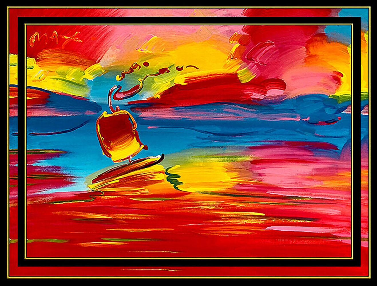 PETER MAX Original PAINTING on CANVAS Stormy SAILING Pop Art SIGNED ACRYLIC OIL - Painting by Peter Max