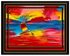 PETER MAX Original PAINTING on CANVAS Stormy SAILING Pop Art SIGNED ACRYLIC OIL