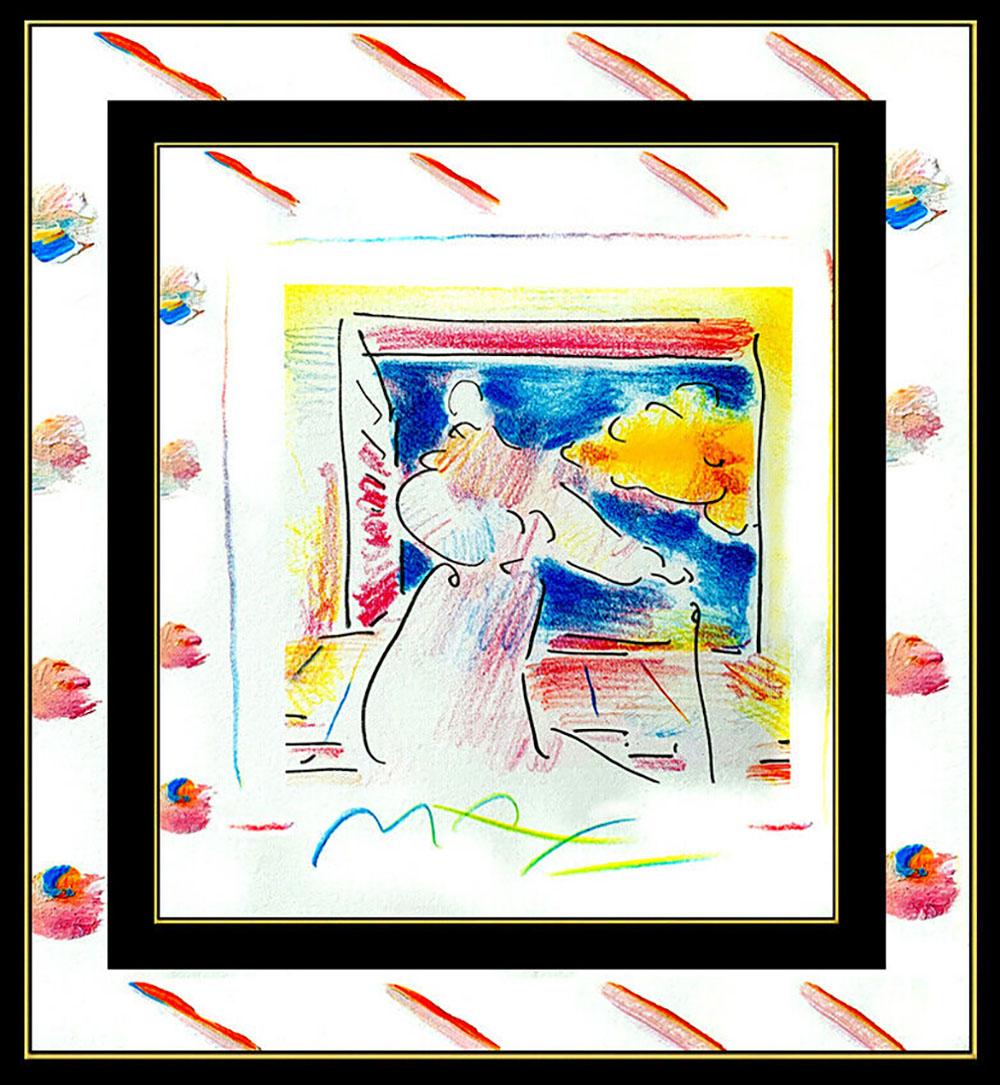 PETER MAX Original PAINTING Pop Art SAGE with CANE Rare Acrylic & Pastel Signed - Painting by Peter Max