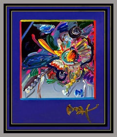 PETER MAX Original Signed PAINTING Abstract VASE OF FLOWERS Pop ART Acrylic Oil