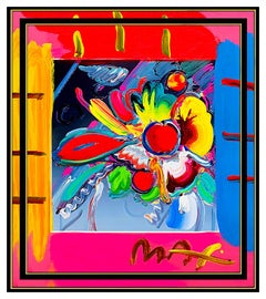 PETER MAX Original Signed PAINTING Abstract VASE OF FLOWERS Pop ART Acrylic Oil
