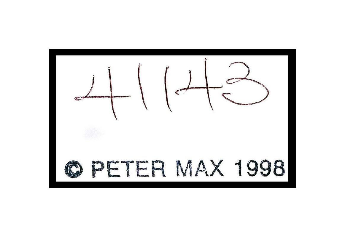 PETER MAX Original Signed PAINTING Abstract VASE OF FLOWERS Pop ART Acrylic Oil - Red Still-Life Painting by Peter Max