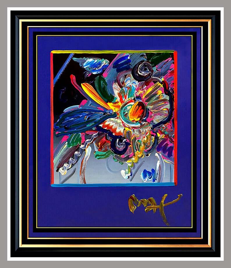 Peter Max Still-Life Painting - PETER MAX Original Signed PAINTING Abstract VASE OF FLOWERS Pop ART Acrylic Oil