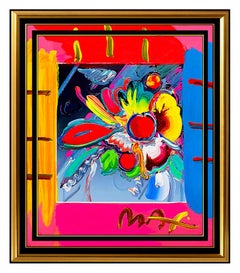 PETER MAX Original Signed PAINTING Abstract VASE OF FLOWERS Pop ART Acrylic Oil