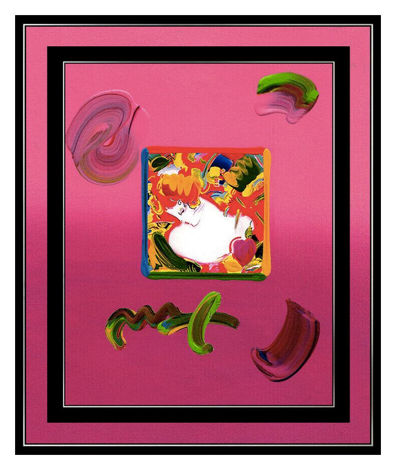 PETER MAX Original Signed PAINTING Acrylic FLOWER BLOSSOM LADY Pop ART Oil - Painting by Peter Max