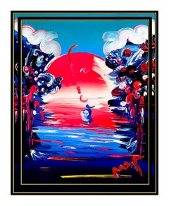 PETER MAX Original Signed PAINTING BETTER WORLD Pop ART Acrylic Oil Iconic LOVE