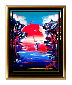 PETER MAX Original Signed PAINTING BETTER WORLD Pop ART Acrylic Oil Iconic LOVE