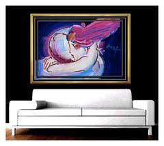 PETER MAX Original Signed PAINTING Large I LOVE THE WORLD Pop ART Acrylic oil