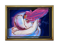 PETER MAX Original Signed PAINTING Large I LOVE THE WORLD Pop ART Acrylic oil