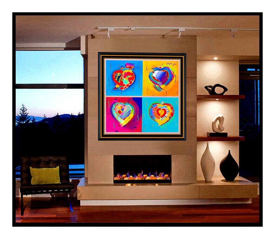 PETER MAX Original Signed PAINTING Large THE HEART SUITE Pop ART Acrylic Oil – Painting von Peter Max