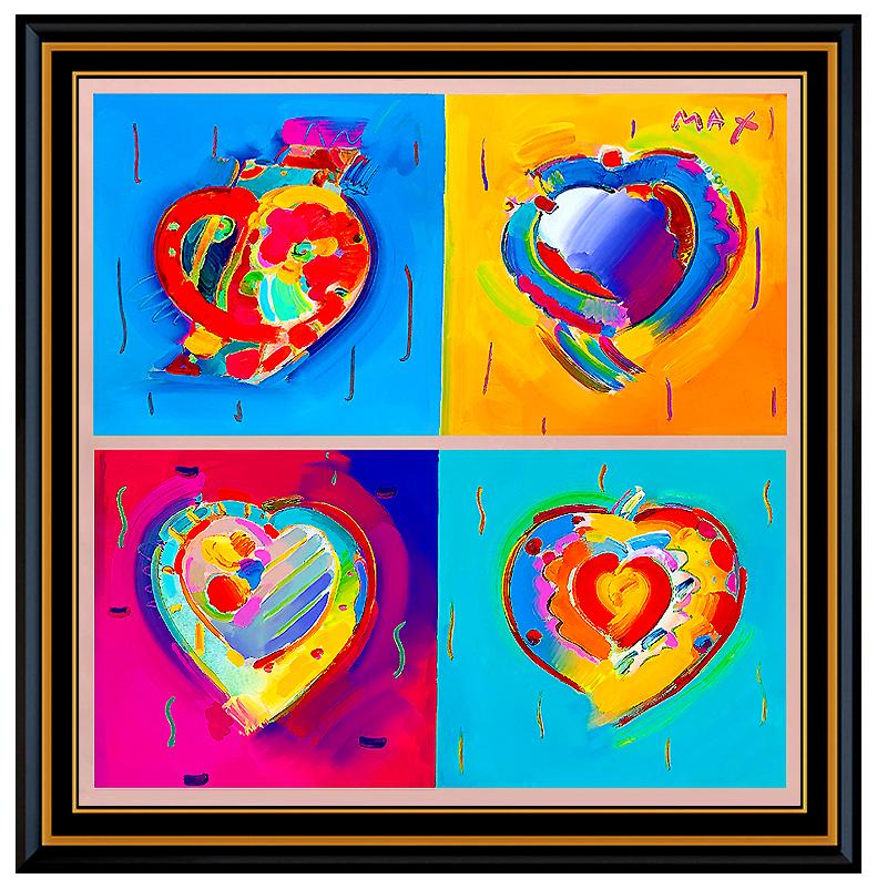 Peter Max Abstract Painting – PETER MAX Original Signed PAINTING Large THE HEART SUITE Pop ART Acrylic Oil