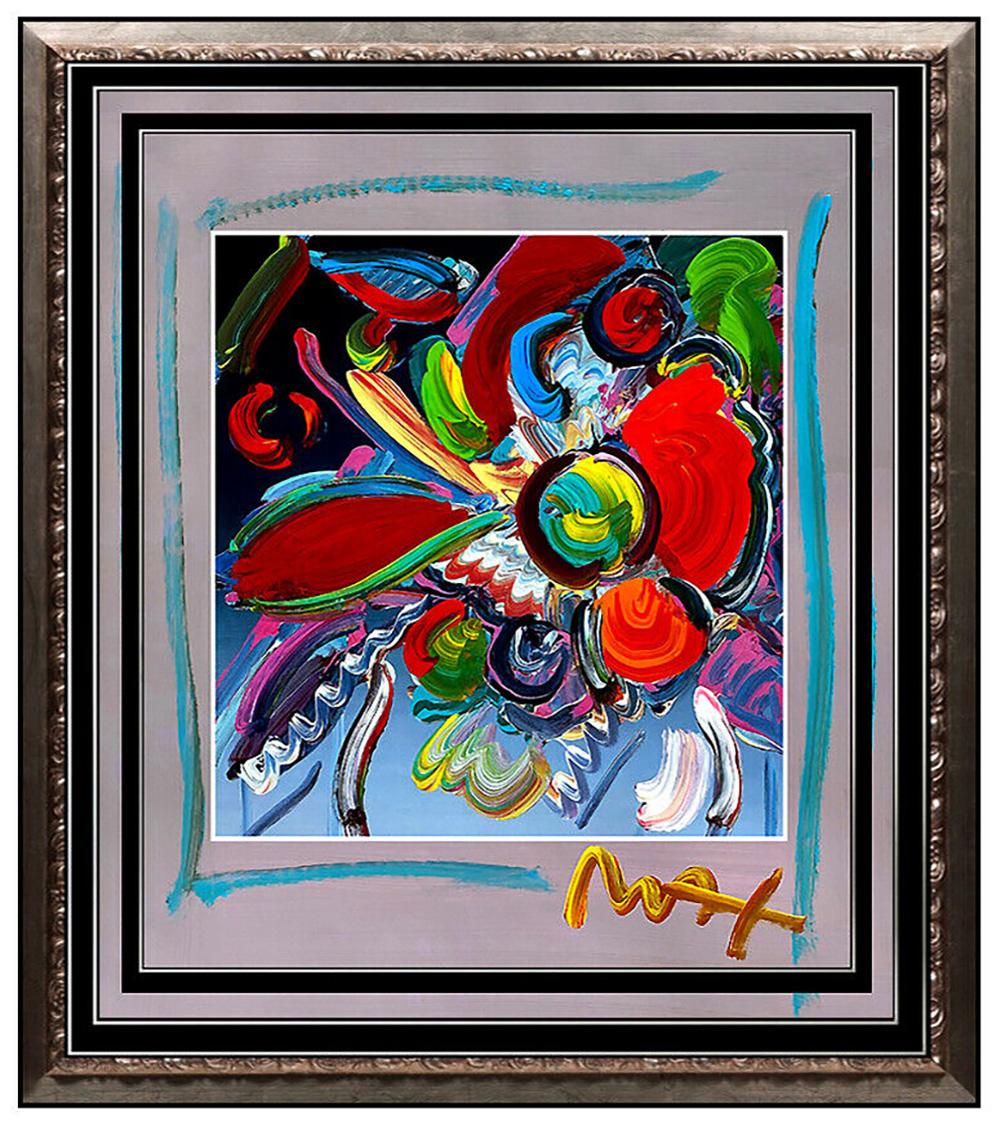 Peter Max Still-Life Painting - PETER MAX Original Signed PAINTING POP ART FLOWERS Acrylic Oil Iconic LOVE Vase