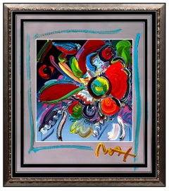 PETER MAX Original Signed PAINTING POP ART FLOWERS Acrylic Oil Iconic LOVE Vase