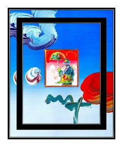 PETER MAX Original Signed PAINTING UMBRELLA MAN Pop ART Acrylic Oil Iconic