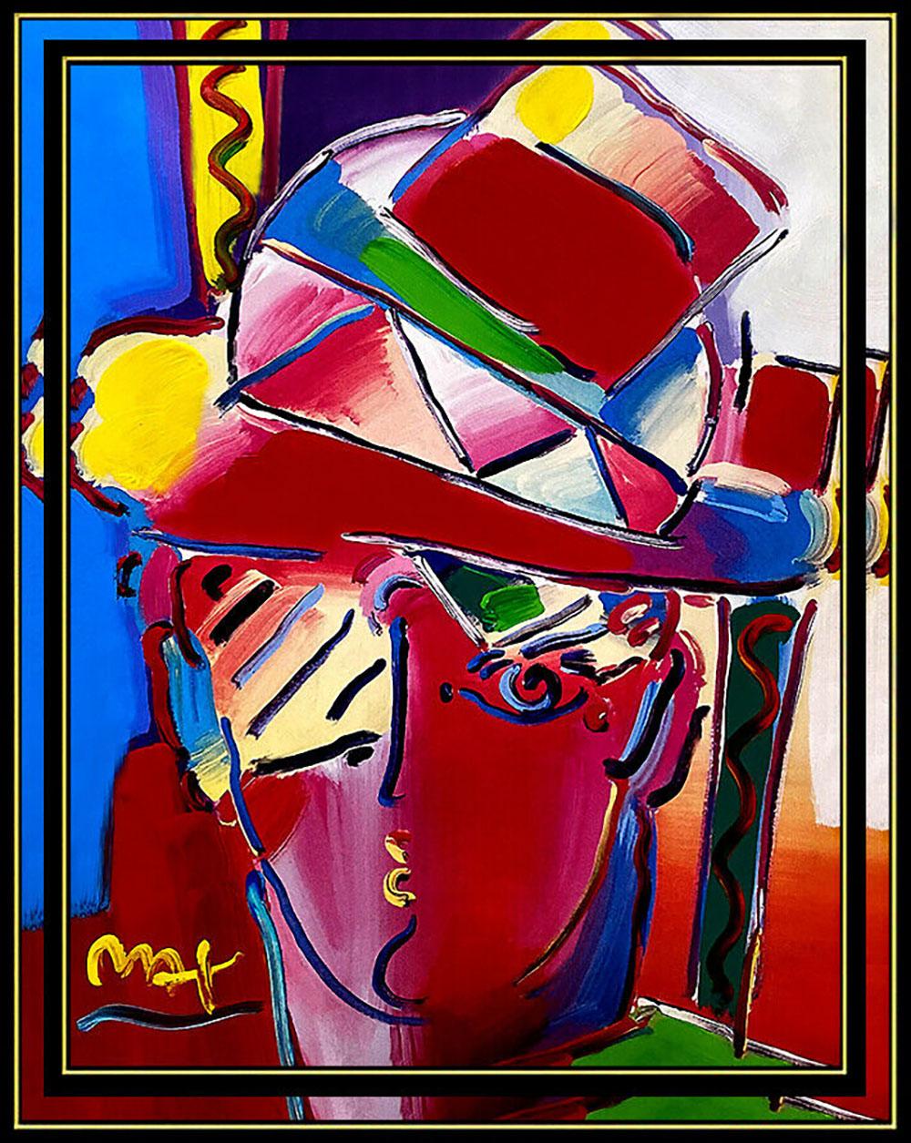 PETER MAX Original Signed PAINTING ZERO PRISM Pop ART Acrylic Oil Iconic MAN - Painting by Peter Max