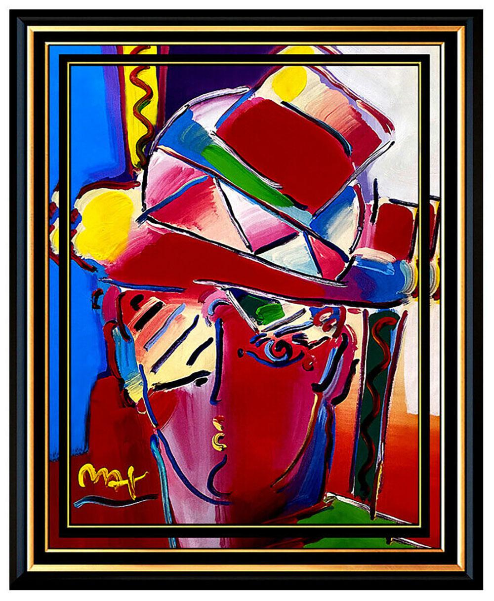 Peter Max Portrait Painting - PETER MAX Original Signed PAINTING ZERO PRISM Pop ART Acrylic Oil Iconic MAN
