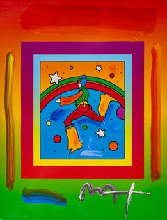 Peter Max Signed Jumper Mixed Media Original Painting Over Lithograph