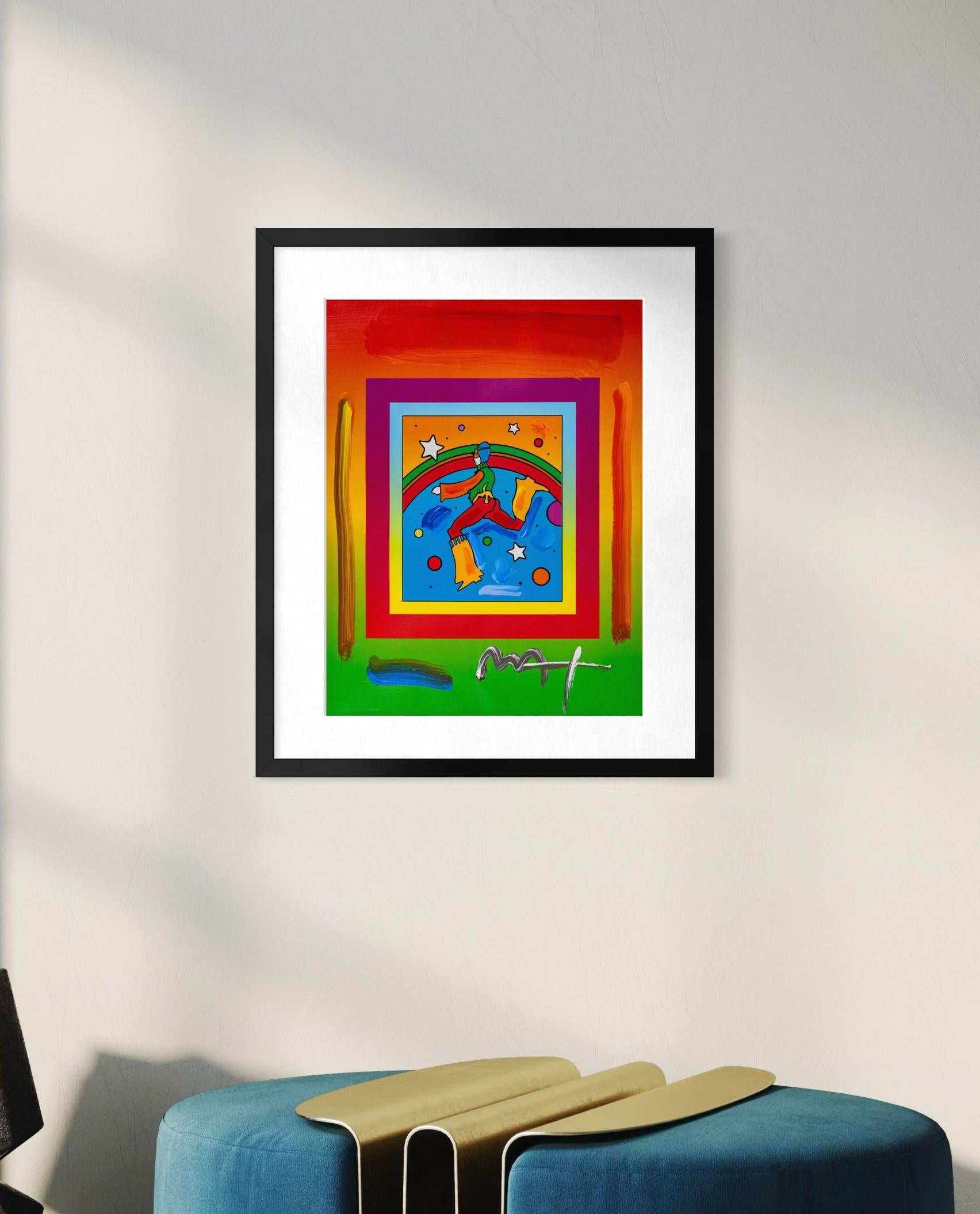 Jumper signé par Peter Max Peinture originale en techniques mixtes sur lithographie