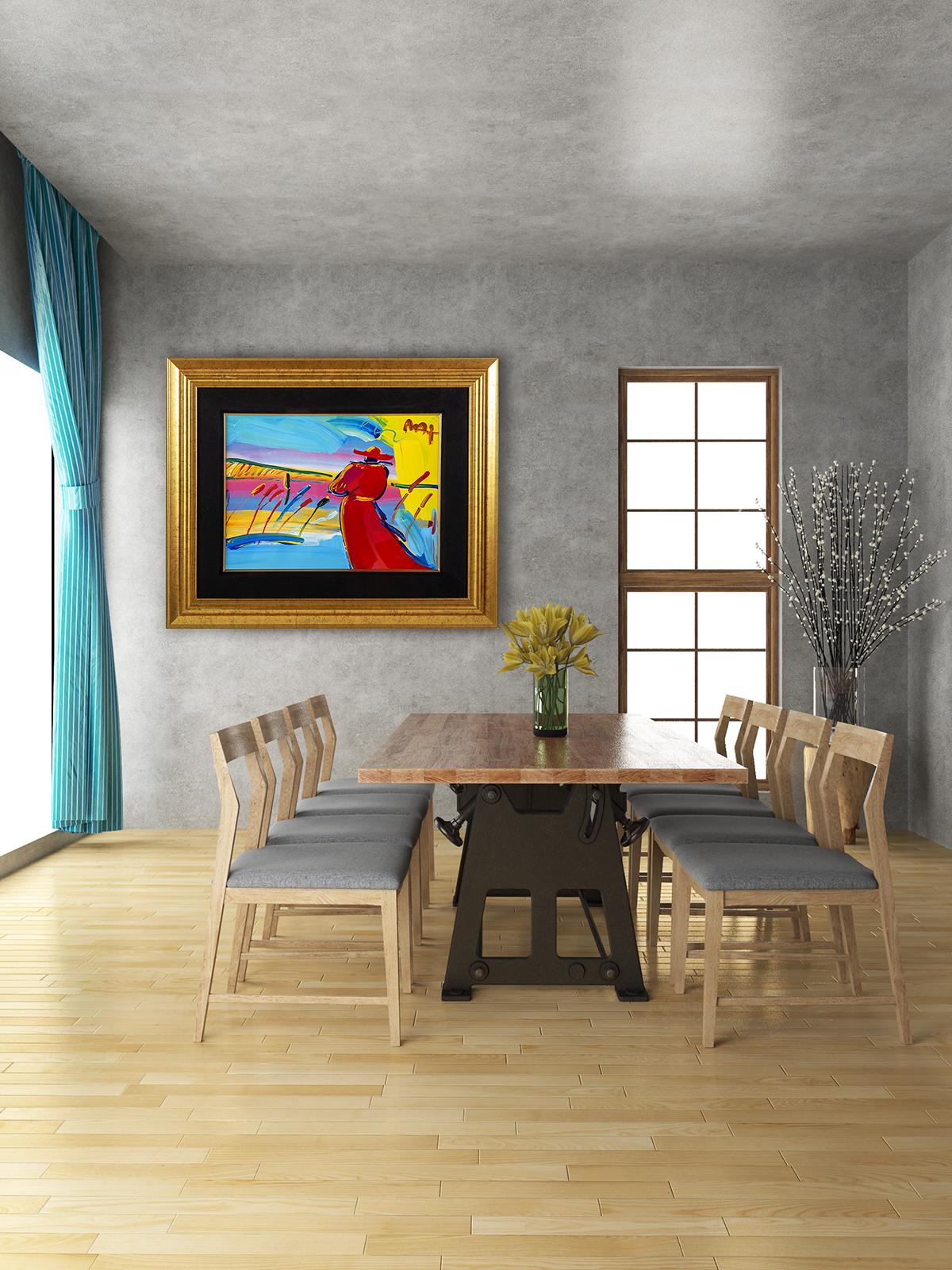 Peter Max Walking in Reeds Original Acrylic Painting on Lithography Paper For Sale 3