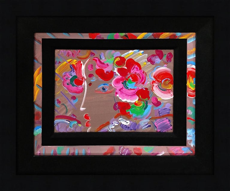 Peter Max Portrait Painting - PROFILE WITH FLOWERS