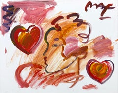 Profile with Red Hearts (original painting on canvas)