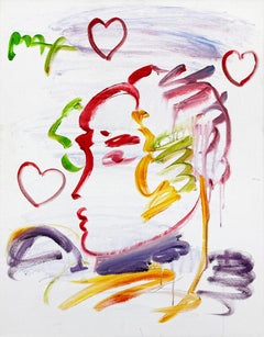 Profile with Three Hearts (original painting on canvas)