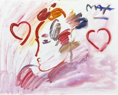 Profile with Two Hearts (original painting on canvas)