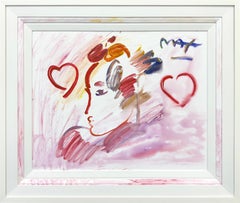 Profile with Two Hearts (original painting on canvas)