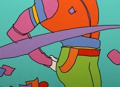 Running Man, pittura acrilica pop art su tela di Peter Max