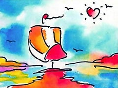 Sailboat & Heart Series by Peter Max
