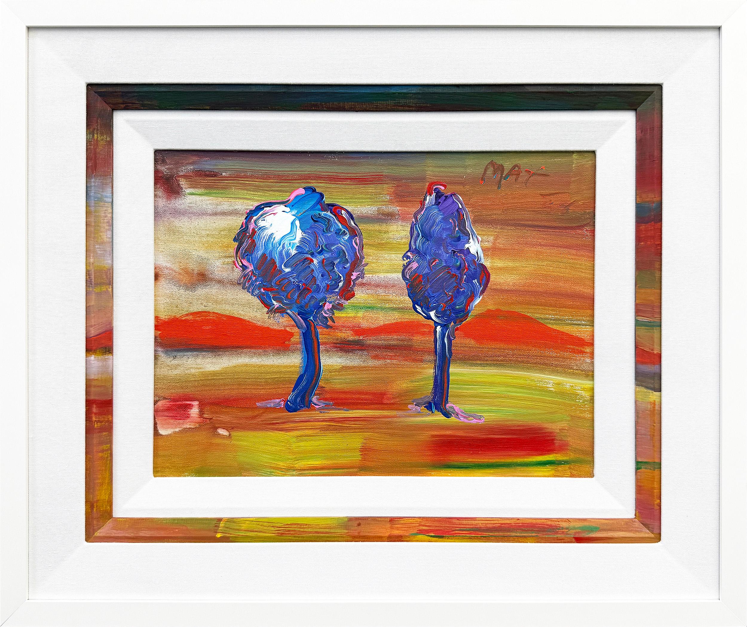 Sonnenuntergang Acrylgemälde auf Leinwand, individuell gerahmt, signiert von Peter Max