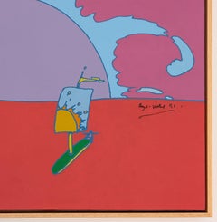 Sunset Sail, Original Painting on Canvas, Signed, 25x31 in. Framed, 1971
