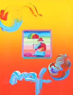 "Umbrella Man" Acrylic and Collage by Peter Max