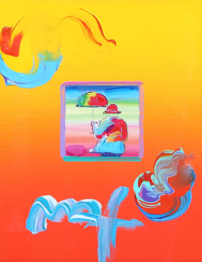 Peter Max - "Umbrella Man" Acrylic and Collage by Peter Max For Sale at