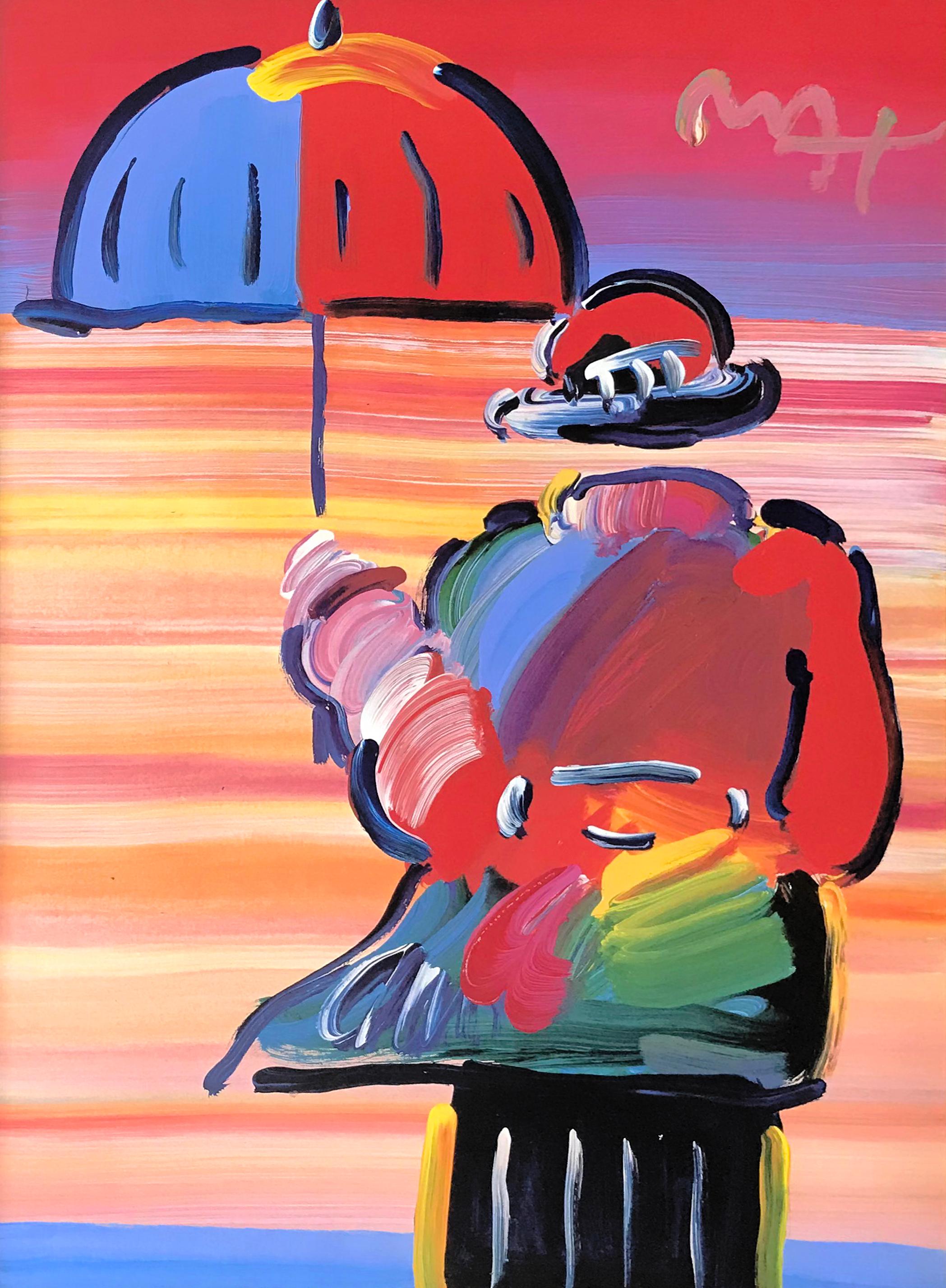 UMBRELLA MAN - Painting by Peter Max